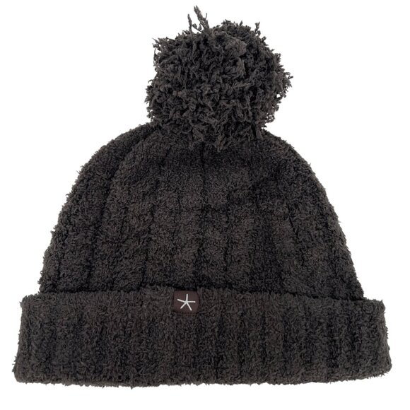 Barefoot Dreams CozyChic Cable Beanie with Pom Pom Dark Brown NWT main image 6